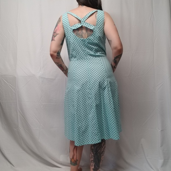 new CHERRY VELVET Angelina Dress Aqua Dot X Back - Picture 5 of 8